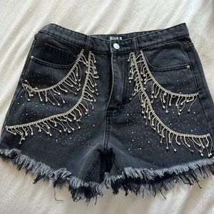 Black Rhinestone Shorts